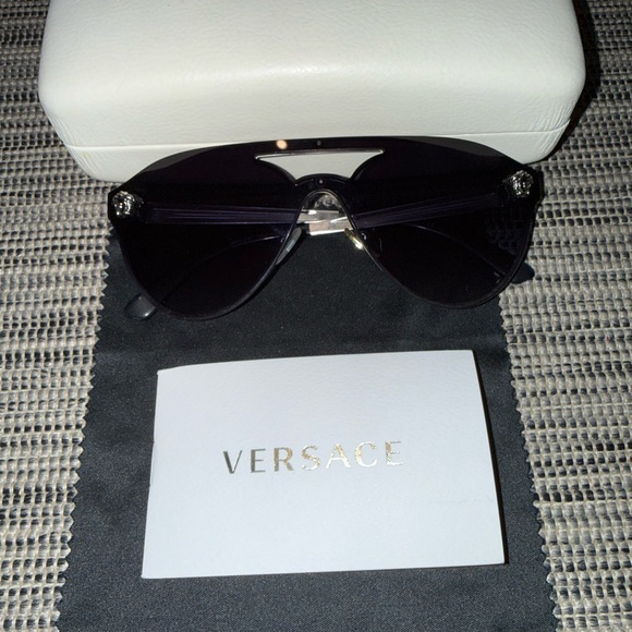 Versace Dark Sunglasses with Silver Accents - Picture 1 of 4